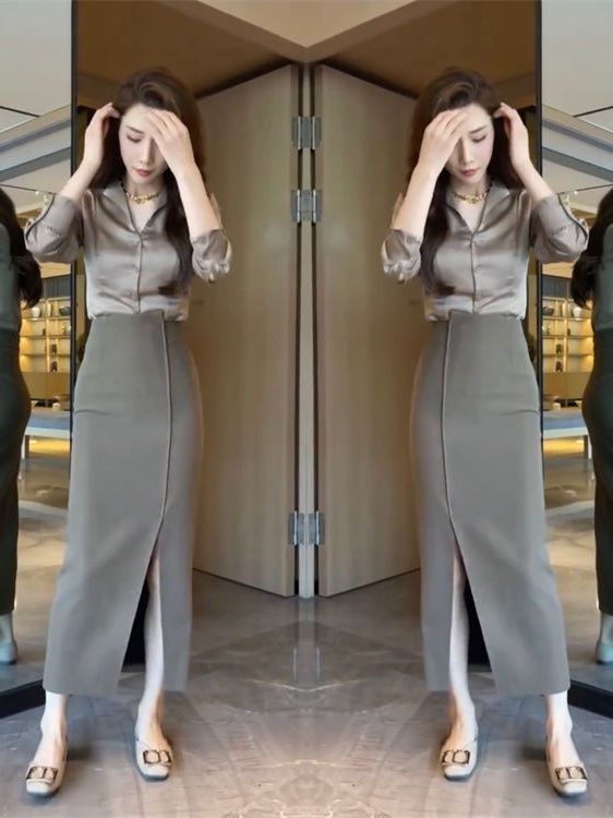 Elegant High Waist Slit Satin  - Women Fashion Over The Years review and price