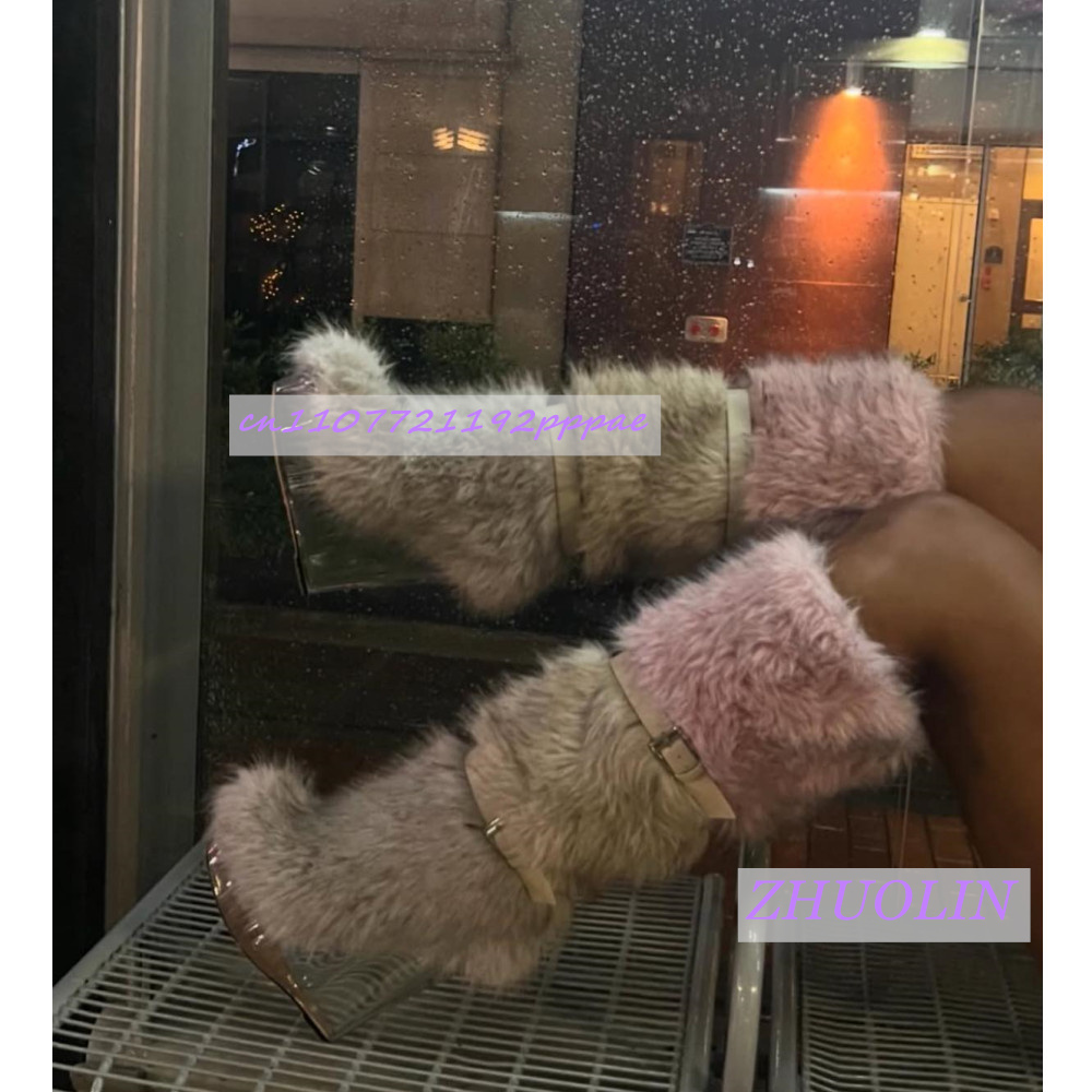 Winter Gradient Furry Transpar - Women'S Fashion Knee High Boots review and price