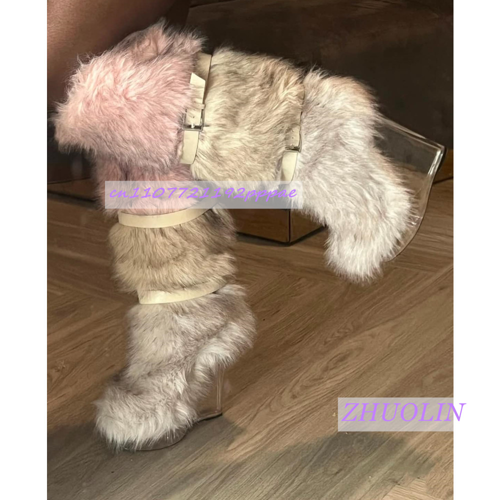 Winter Gradient Furry Transpar - Women'S Fashion Knee High Boots review and price