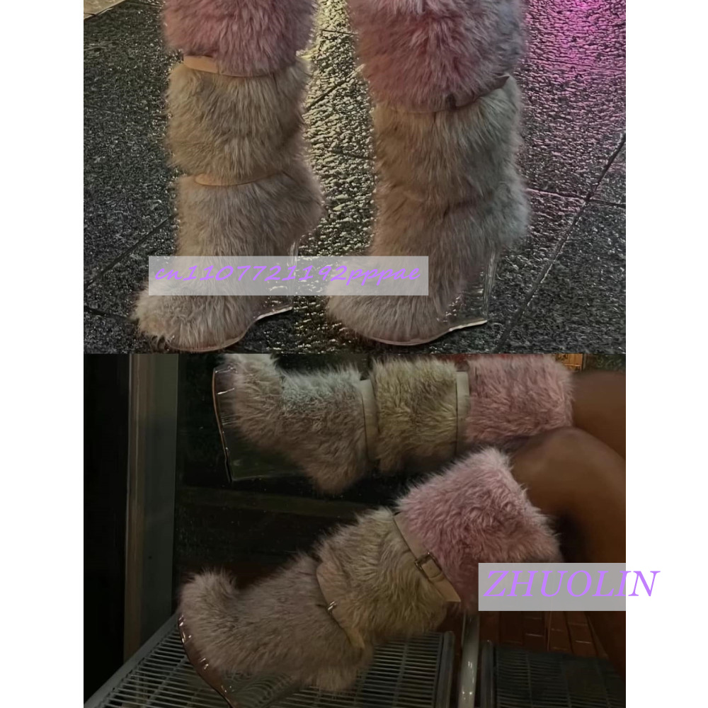 Winter Gradient Furry Transpar - Women'S Fashion Knee High Boots review and price