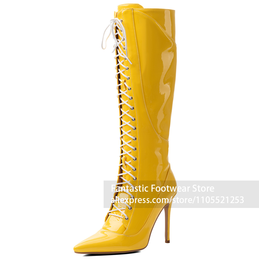 Yellow Patent Leather Upper Bo - Women Fashion Photoshoot review and price