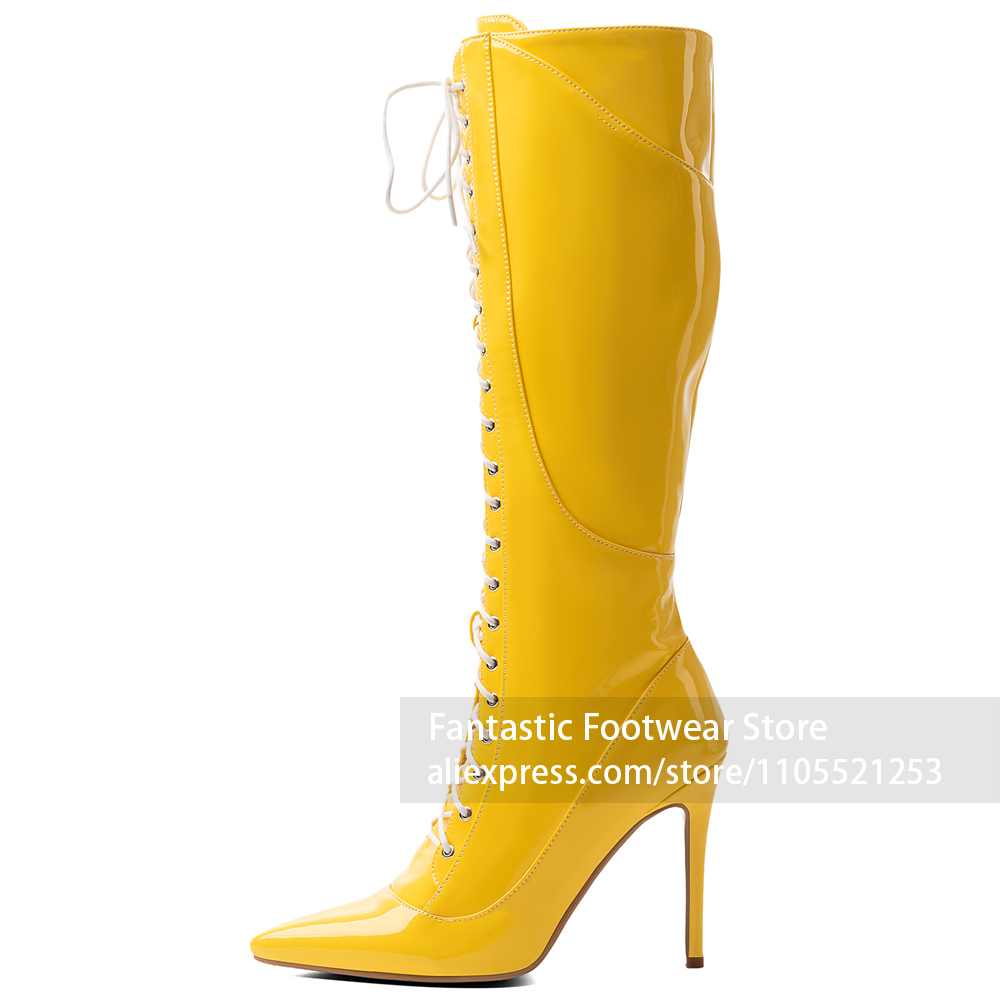 Yellow Patent Leather Upper Bo - Women Fashion Photoshoot review and price