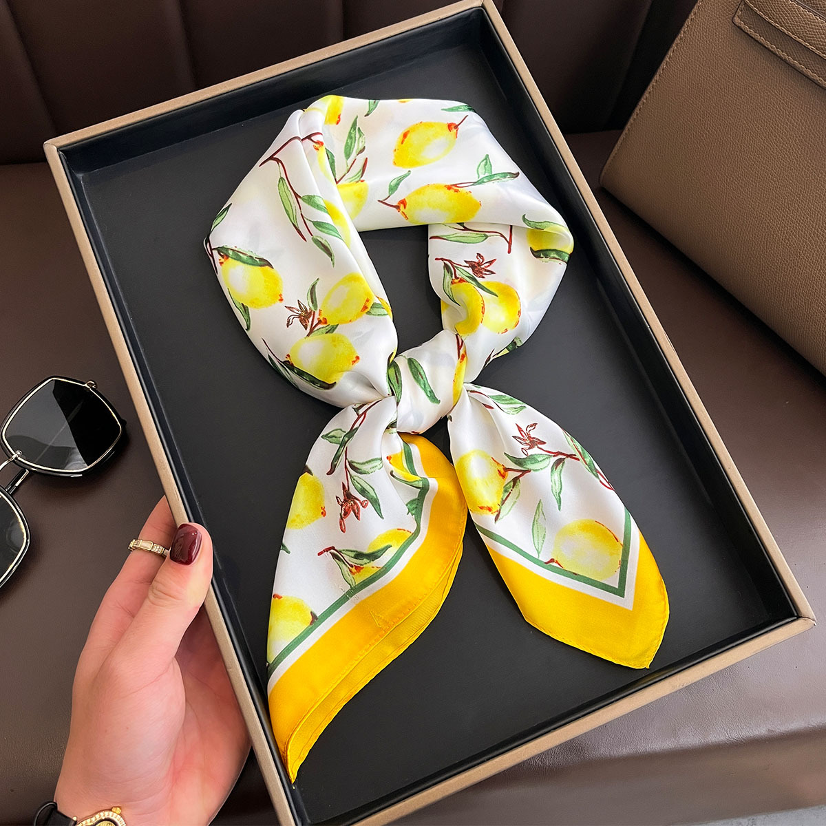 2025 New Yellow Lemon Print Sq - Women Fashion Necktie review and price
